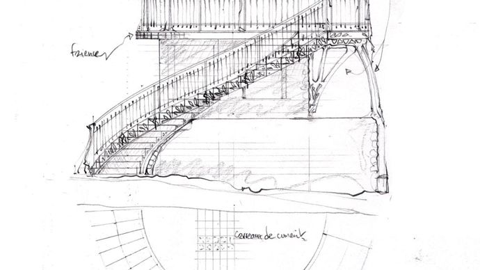 Croquis de la guérite du square Maurice Schowb. © Compagnie La Machine